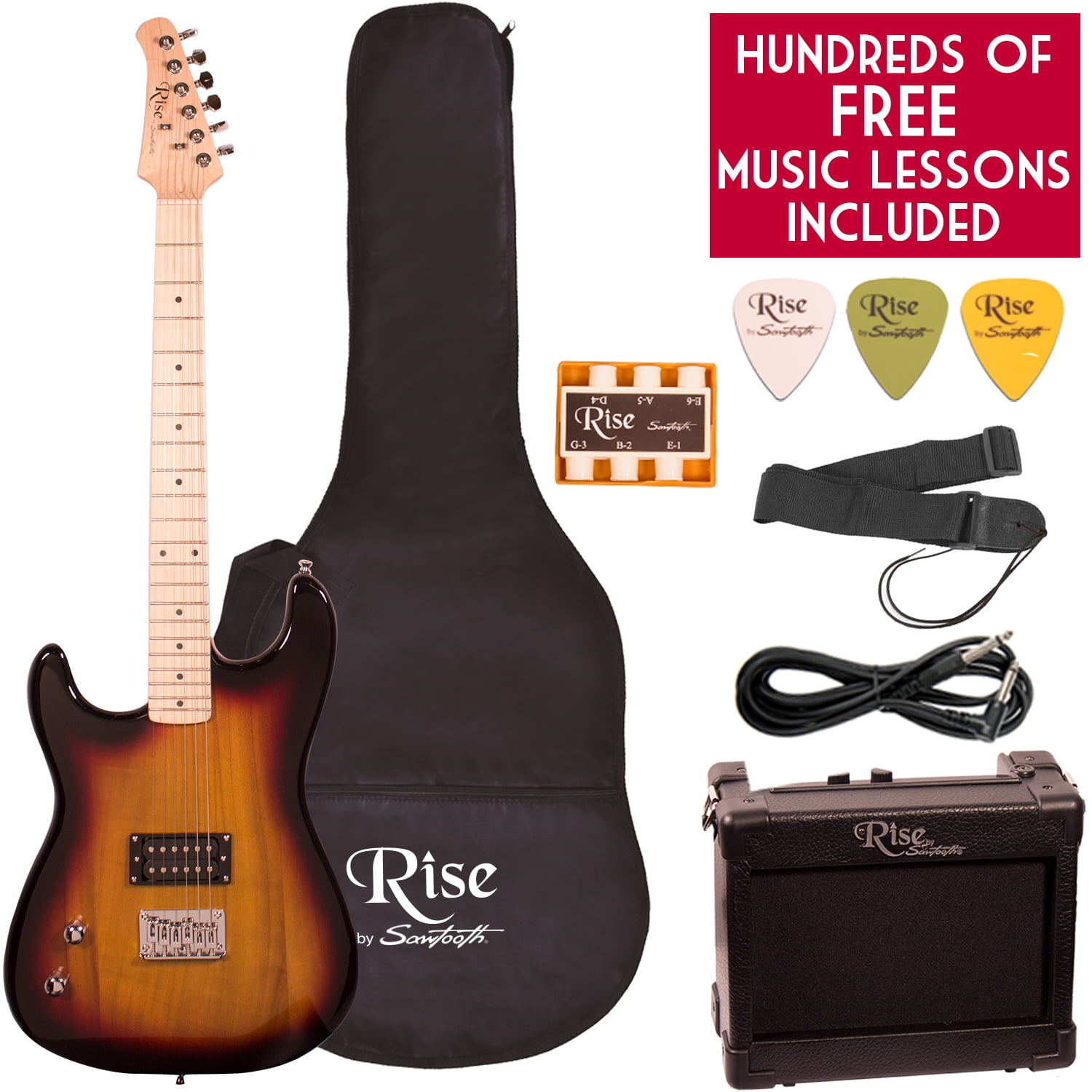 Rise by Sawtooth ST-RISE-ST-3/4-SB-KIT-1 Electric Guitar Pack Sunburst 