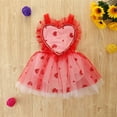 thumbnail image 2 of Odeerbi Girls Dress Baby Girls Clothes Toddler 2025 Valentine's Day Love Romper Dress Heart Mesh Backless Dress Red, 2 of 9