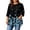Cyan, variant on MLQIDK Plus Size T Shirts for Women Loose Cute Shirts 3/4 Sleeve V-Neck Floral Graphic T-Shirt Summer Casual Tunic Tops Brown 3XL