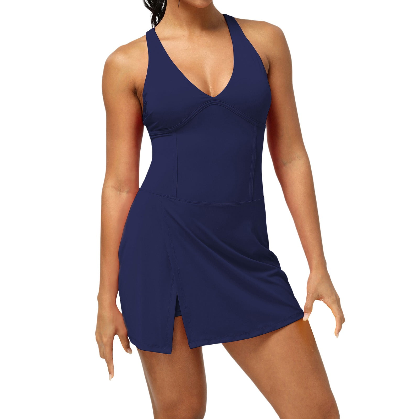 Tennis Dress Golf Dresses for Women Side Slit Quick Drying Moisture Wicking Padded Workout Dress Athletic Dresses
