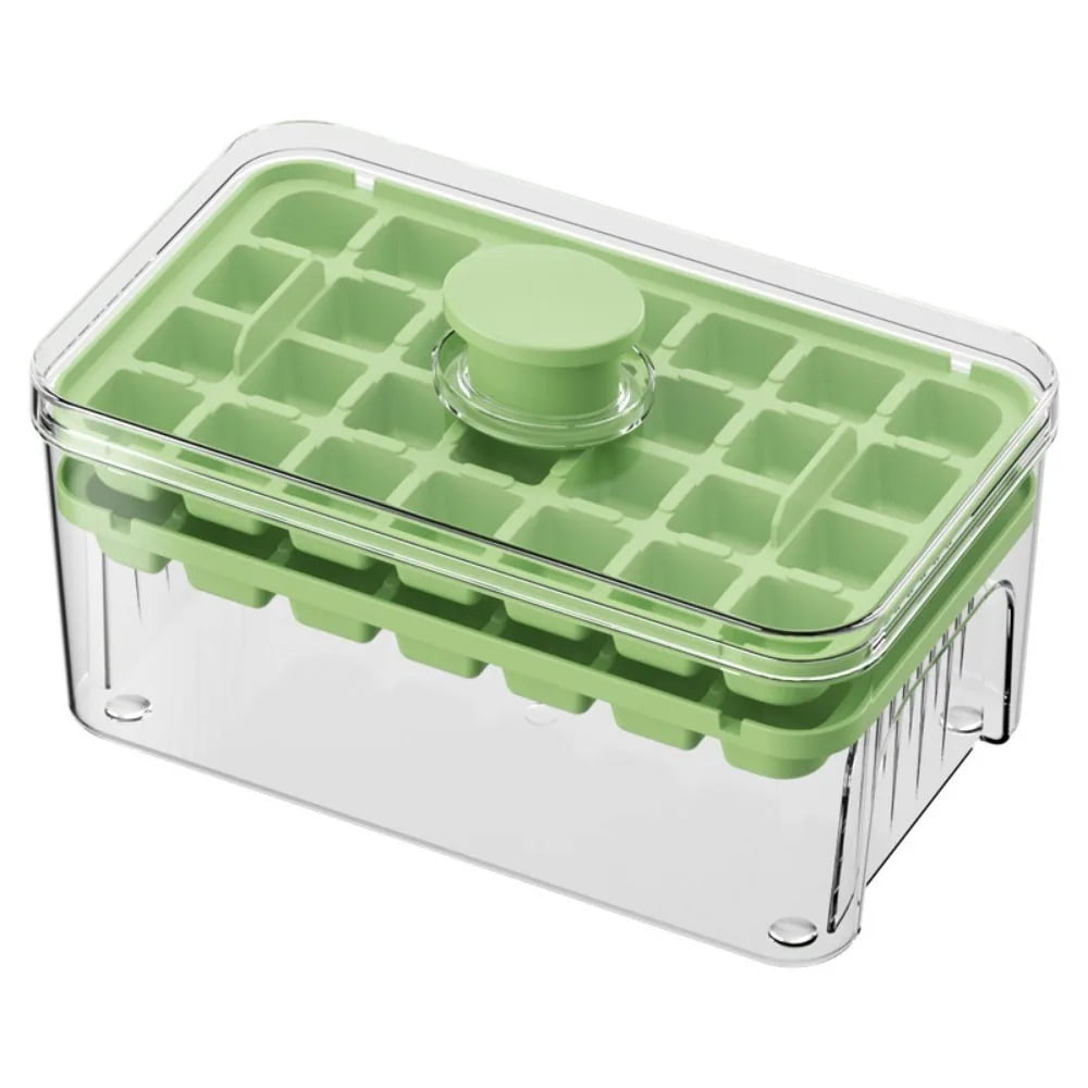 Press Ice Tray Bucket Multifunctional 48-Grid Ice Cube Mold, Ice Maker with One-Touch to Release, Portable Ice Box