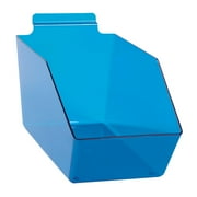 6 x 5 ½ x 11 ½ inch Clear Blue Plastic Dump Bin - For Slatwall - Set of 2