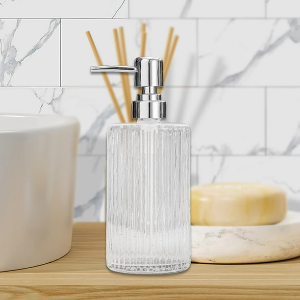 Dispensador de jabón de vidrio transparente, dispensador de loción vacío de 420ml, botella con bom, contenedor de jabón para el hogar, lavandería, Estilo C