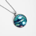 thumbnail image 4 of Whale Elegant Glass Circular Pendant Necklace Statement Jewelry, 4 of 5