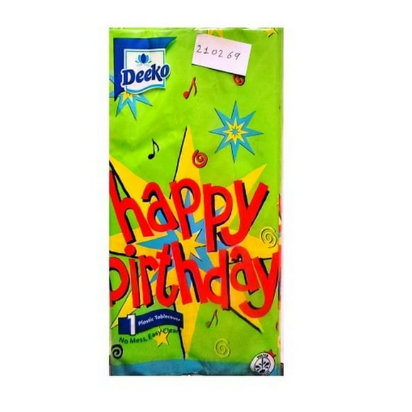 Deeko Plastic Happy Birthday Party Table Cover