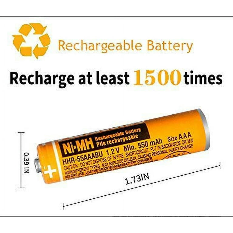 Pile rechargeable Ni-MH-AAA, 1.2 V DC, 550 mAh, Pré chargé
