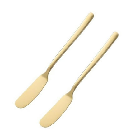 

2pcs Stainless Steel Cheese Butter Cutter Wiping Jam Cream Decorating Butter Cream Spreaders Baking Tools Kitchen Utensils (Golden)