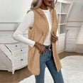 thumbnail image 5 of Fashion Women Solid Color Vest Sleeveless Open Front Long Cardigan Plus Size Flannel Coat Winter Warm Fuzzy Coat with Pockets Sleeveless Fleece Jacket Long Warm Winter Coat Outerwear, 5 of 8