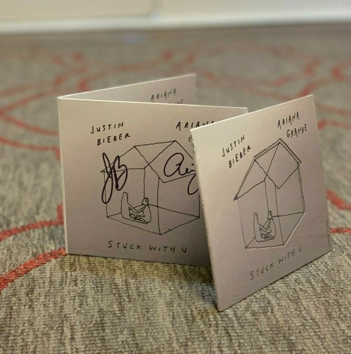 Autographed Justin Bieber Ariana Grande Signed Stuck With U Cd Walmart Com Walmart Com