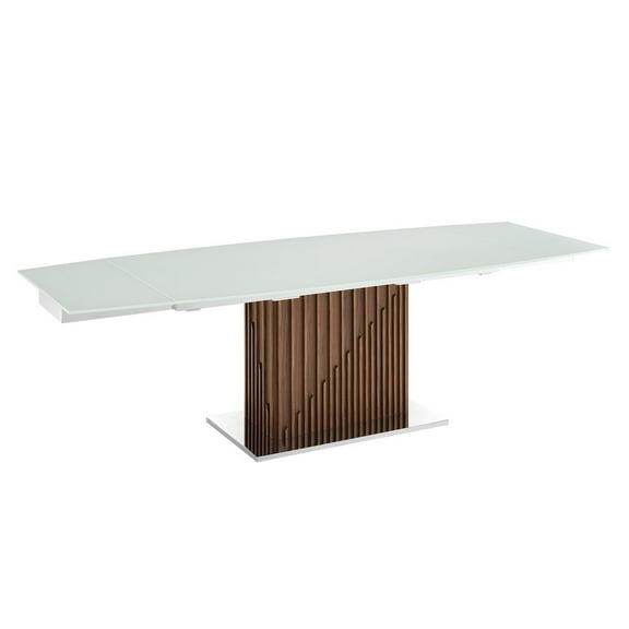 Casabianca Moon Manual Dining Table with White Top and Walnut Base