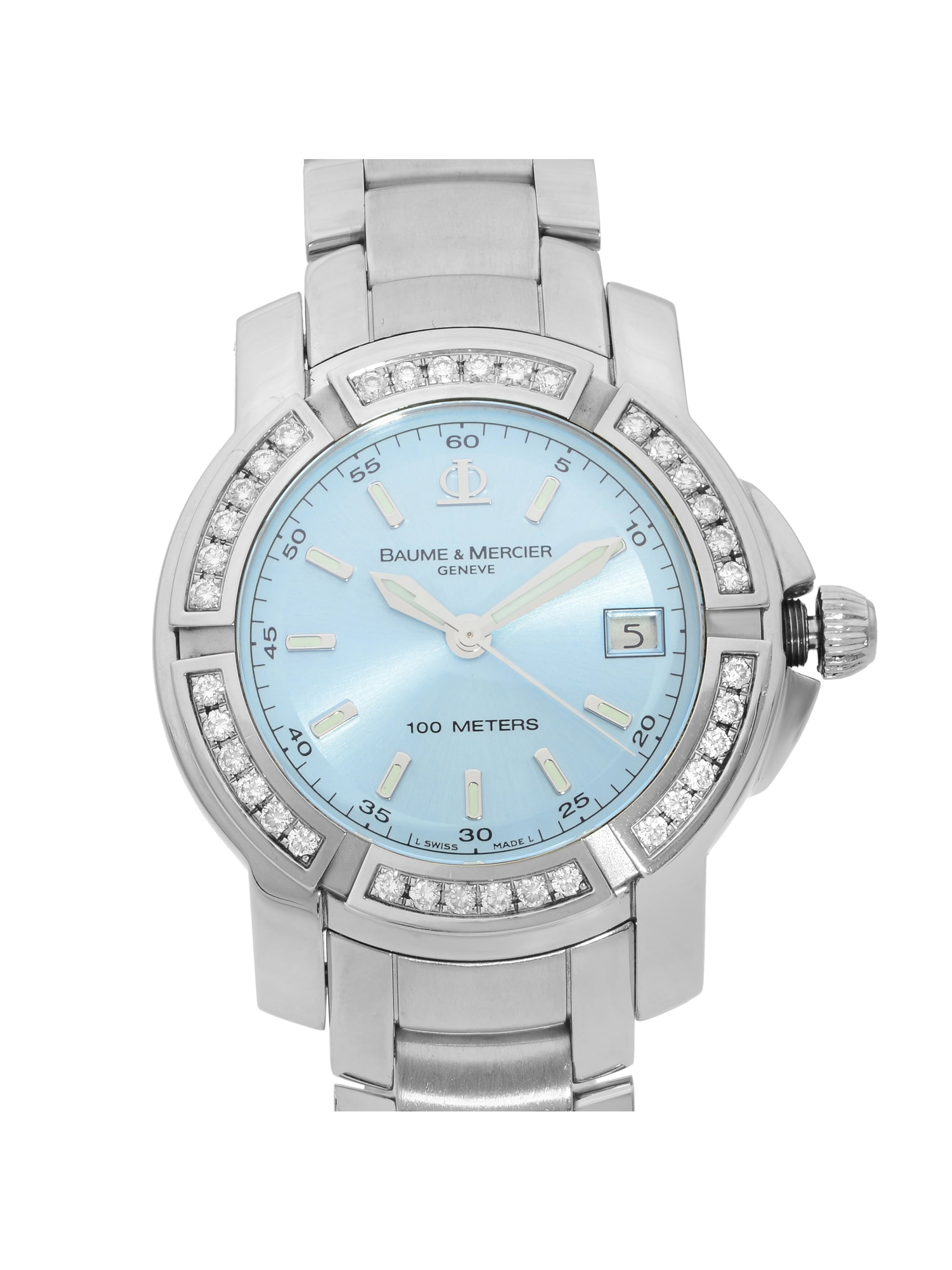 Baume et Mercier Capeland S Steel Diamond Blue Dial Quartz Ladies