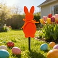 thumbnail image 3 of Easter Flocked Bunny Garden Stakes - Weather-Resistant Outdoor Decor for Yards, Gardens & Party Landscapes, Cute Bunny-Themed Accent, Perfect Easter & Spring Festive Decoration, Orange, 3 of 6
