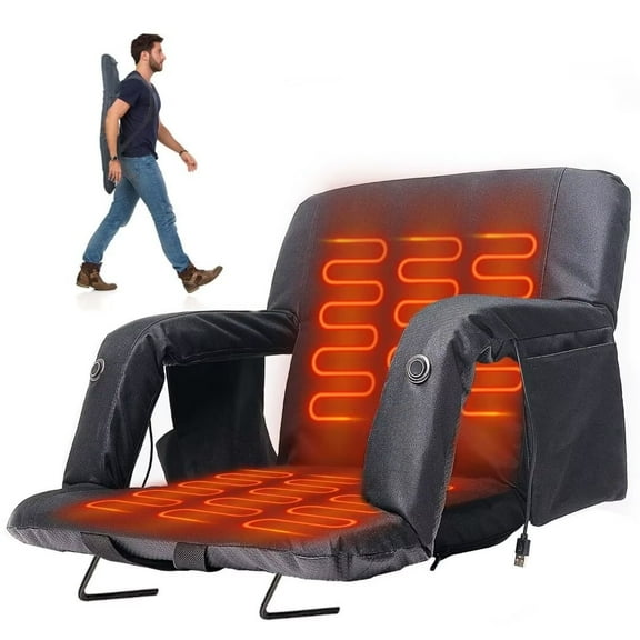 NAIZEA 21" Heated Stadium Seats for Bleachers with Back Support Wide Cushion, Dual-side Heated Bleacher Seats with Backs and Cushion, Stadium Seating for Bleacher