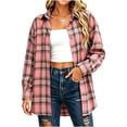 thumbnail image 2 of QUNYINEY Button Down Coats for Women Plus Size Plaid Lightweight Outerwear Casual Cardigan Long Sleeve Collar Jacket Women, 2 of 7