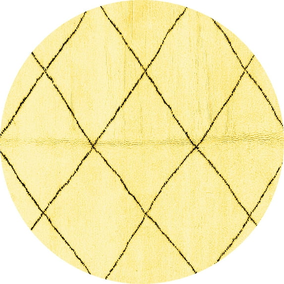 Ahgly Company Indoor Round Solid Yellow Modern Area Rugs, 4' Round