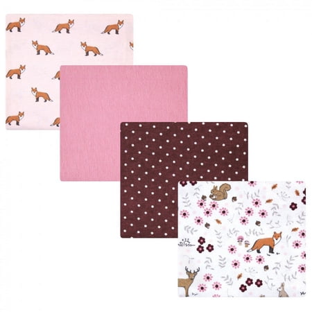 Hudson Baby Infant Girl Cotton Flannel Receiving Blankets Woodland Floral One Size