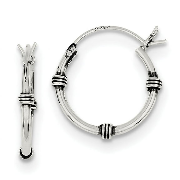 Primal Silver Sterling Silver Antiqued Hoop Earrings