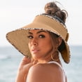 thumbnail image 2 of ZHENHONG Sun Hats for Women Summer Fashion Beach Holiday Sun Hat Floppy Straw Hat Casual Solid Color Headwear Coffee, 2 of 9