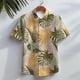 thumbnail image 2 of Camisa hawaiana de manga corta para hombre, informal, para playa, con botones, estampado floral en 3D de hojas tropicales, para vacaciones de verano, con solapa, 2 of 5
