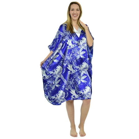 Up2date Fashion's Women's Short Caftan / Kaftan / Muumuu / Mumu, Tropical Saphire Print, Style CShort-15