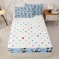 thumbnail image 4 of Manfei Kawaii Panda Zipper Full Size Comforter Sets with Fitted Sheet and 2 Pillowcases, Cartoon Animals Zipper Bedding Set, Light Blue, Polkadot Reversible, 4-Piece, 4 of 7