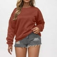 thumbnail image 2 of Dezsed Womens Crewneck Sweatshirts Solid Color Pullover Fleece Hoodies 2025 Fall Fashion Outfits Clothes Wine M, 2 of 6
