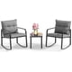 thumbnail image 1 of Zocalo Juego de bistró mecedor de 4 piezas, muebles de patio de acero negro, sillas de porche con mesa de centro de vidrio y cojín de respaldo, para balcón, jardín, terraza y patio,amarillo, 1 of 8