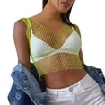 thumbnail image 1 of JFHHQ Women's Mesh Rhinestone Crop Tank top Fashionable See Through Blouse for Outfits M Green, 1 of 5