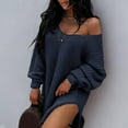 thumbnail image 3 of Vedolay Womens Long Sleeve Tops Women's Crewneck Oversized Pullover 2023 Fall Cable Knit Long Sleeve Sweaters,Navy XXL, 3 of 4