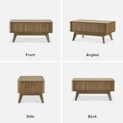 Mopio Brooklyn Mid-Century Modern Lift Top Coffee Table with Storage for Living Room, Waveform Panel (Walnut)