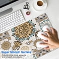 thumbnail image 4 of Long Mouse Pads for Desk,Brown Ethnic Floral and Mandala Pattern Desk Mats on Top Of Desks, Desk Mouse Pad Extra Large with 3mm Non-Slip Base and Stitched Edge for Gaming,Office,Work,Home 31.5"x11.8", 4 of 6