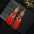 thumbnail image 4 of HOOUN Chinese Ethnic Bohemian Feather Tassel Women's Personalized Design Drop Earrings-10, 4 of 8
