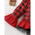 thumbnail image 4 of Kiapeise Toddler Baby Girl Valentine's Day Outfits Plaid Heart Printed Pullover Top + Flared Pants, 4 of 8