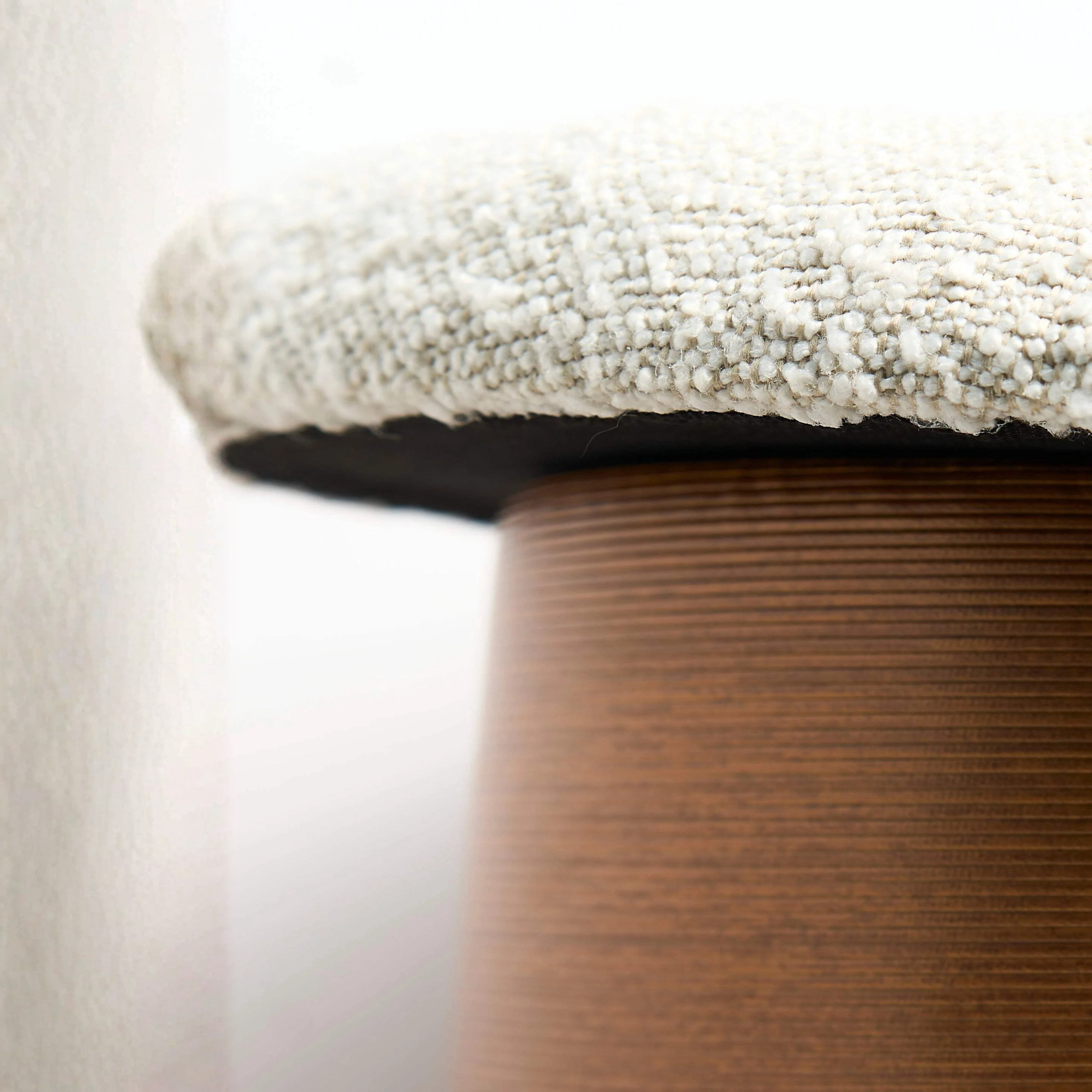 Aria Home Modern Wood and Bouclé Ottoman 16" Lightweight Accent Seat & Footrest, Coffee