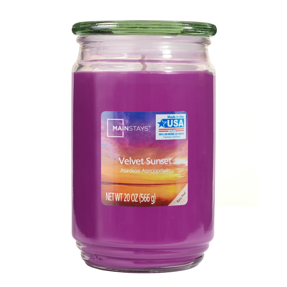 Mainstays Velvet Sunset Scented SingleWick Large Glass Jar Candle, 20