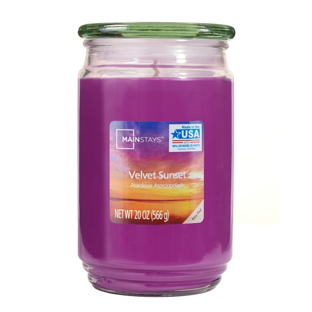 Mainstays Velvet Sunset Scented SingleWick Large Glass Jar Candle, 20