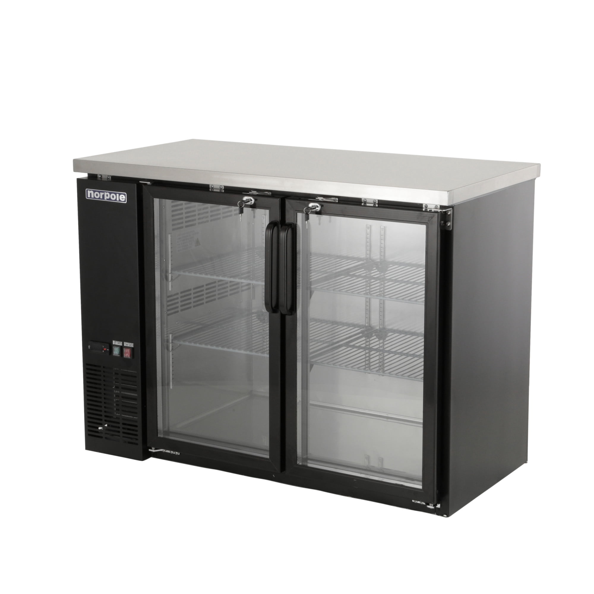 Norpole 12 cu. ft. 2-Door Under Bar Commercial Specialty Refrigerator in Black in Black
