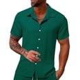 thumbnail image 5 of Bovxnpu Men's Clothing Set 2 Piece Outfits Short Sleeve Crew Neck Men's Casual Button Shirt Shorts Set, 5 of 5