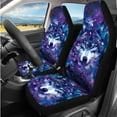 thumbnail image 2 of HUISEFOR Purple Galaxy Wolf Car Seat Cover Full Set of 14 Pcs Elastic Including Steering Wheel Cover, Belt Cover, Headrest Covers, Comfortable, Breathable, Universal Fit for Cars SUV Trucks, 2 of 5