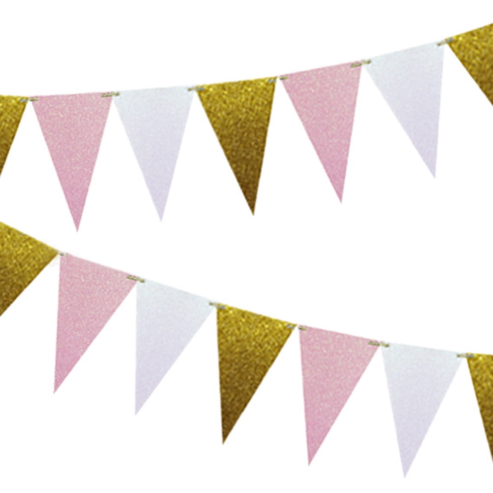 Glitter Bunting Decorative Banner Indoor Paperboard Party Flag Triangle ...