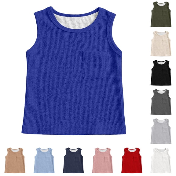 CUSTG Men Tshirts Tank Tops Sleeveless Crew Neck Undershirts Basic Tank T Shirts With Pockets Casual Athletic Tees O-Neck Leisure Solid Color Summer T-Shirts