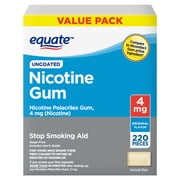 Equate Uncoated Nicotine Gum 4 mg, Original Flavor, 220 Count – Stop Smoking Aid