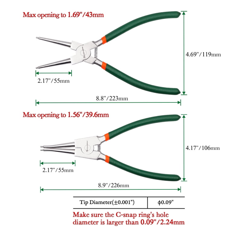 SPEEDWOX 2 Pcs Special Ring Retaining Ring Pliers Set Lock Ring Pliers Flat For Removing