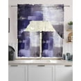 thumbnail image 2 of Purple Gray Kitchen Curtains Sets 36 Inch Length with Valance, Modern Oil Painted Art Abstract Geometric Swag Valances and Tiers Curtain Set Drapes Swag Curtains for Living Room, Bathroom, Bedroom, 2 of 6