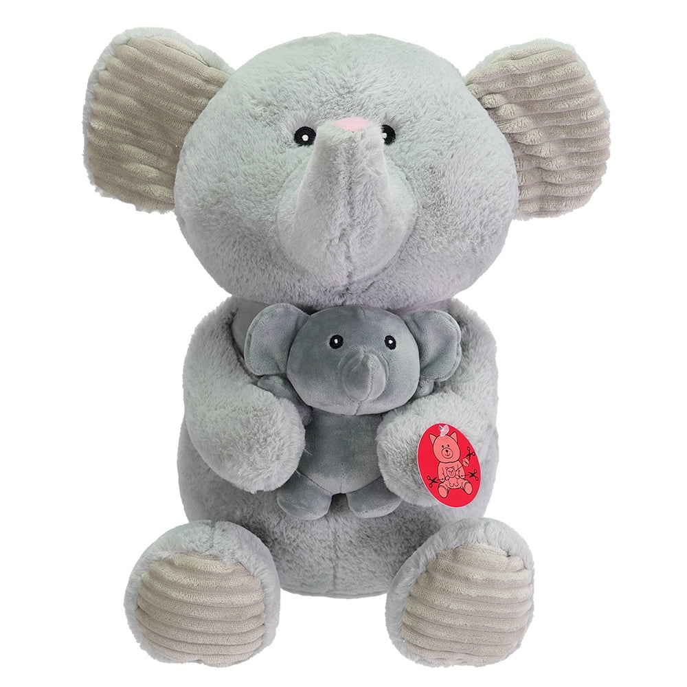 Kid Connection Maman animal doux avec bébé éléphant 14''H
