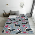 thumbnail image 5 of Cauagu Christmas Hat Dachshund Pattern Flannel Bed Blankets,Fleece Blanket Comfortable Air Conditioning Blanket for Sofa Bed Travel Couch & Living Room -80"x60", 5 of 8