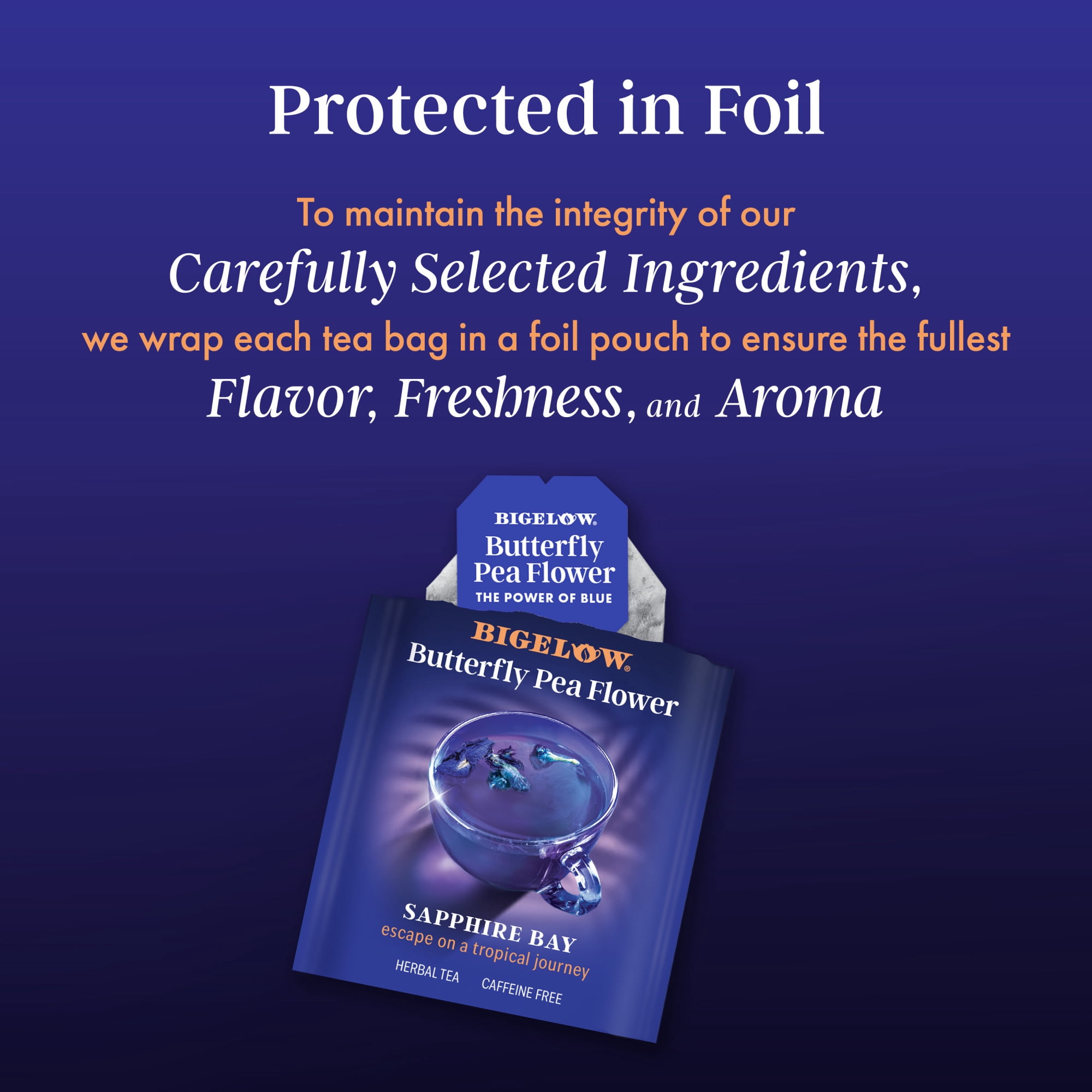 Bigelow Butterfly Pea Flower Sapphire Bay, Herbal Tea Bags, 18 Count