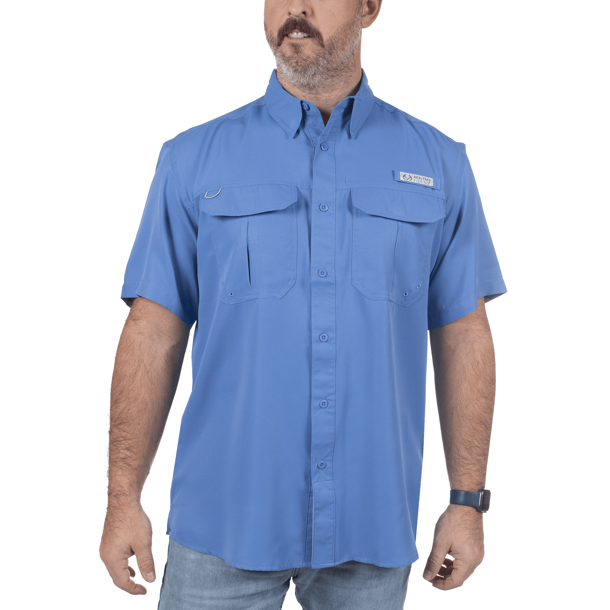 Realtree Blue Yonder Mens Short Sleeve Fishing Guide Shirt- L