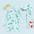 thumbnail image 2 of NIEWTR Toddler Infant Baby Boys Swimsuit Kids Rash Guard One Piece Newborn Zipper Bathing Suit Swimwear with Hat(Green,2-3 Years), 2 of 8