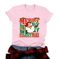 thumbnail image 6 of idosla Merry Christmas Shirts for Women Xmas Buffalo Plaid Tree Shirt Top Short Sleeve Casual Graphic Print T Shirt (Pink, S), 6 of 9